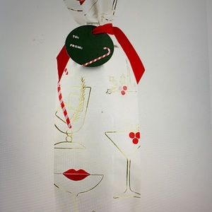 kate spade holiday paper wine gift bag set